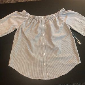 Off the Shoulder Button-Down Blouse